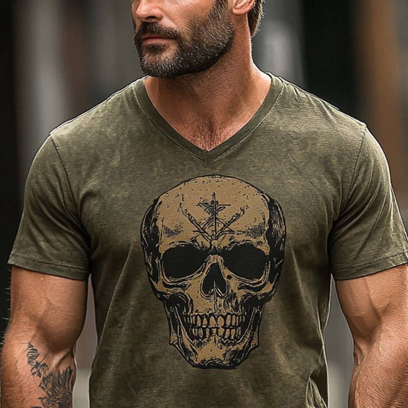 Men's Vintage Printed Skull Short Sleeve T-Shirt 44896410X