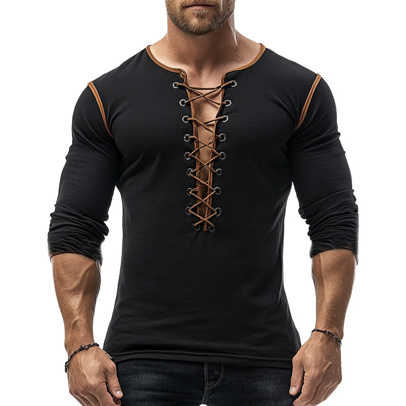 Men's Retro Tie Long Sleeve T-Shirt 05752862U