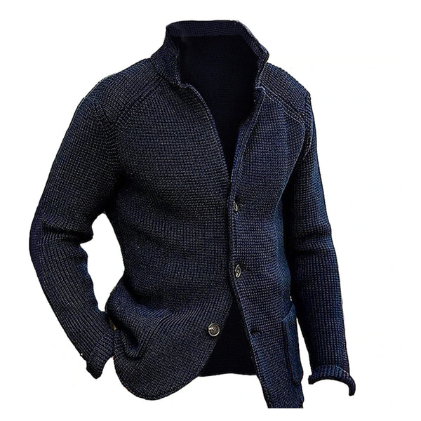 Men's Casual Stand Collar Single Breasted Knit Blazer 65688948M