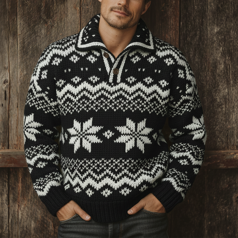 Men's Stylish Winter Fair Isle-style Knitted Jacquard Cotton Sweater MTA3065I5P