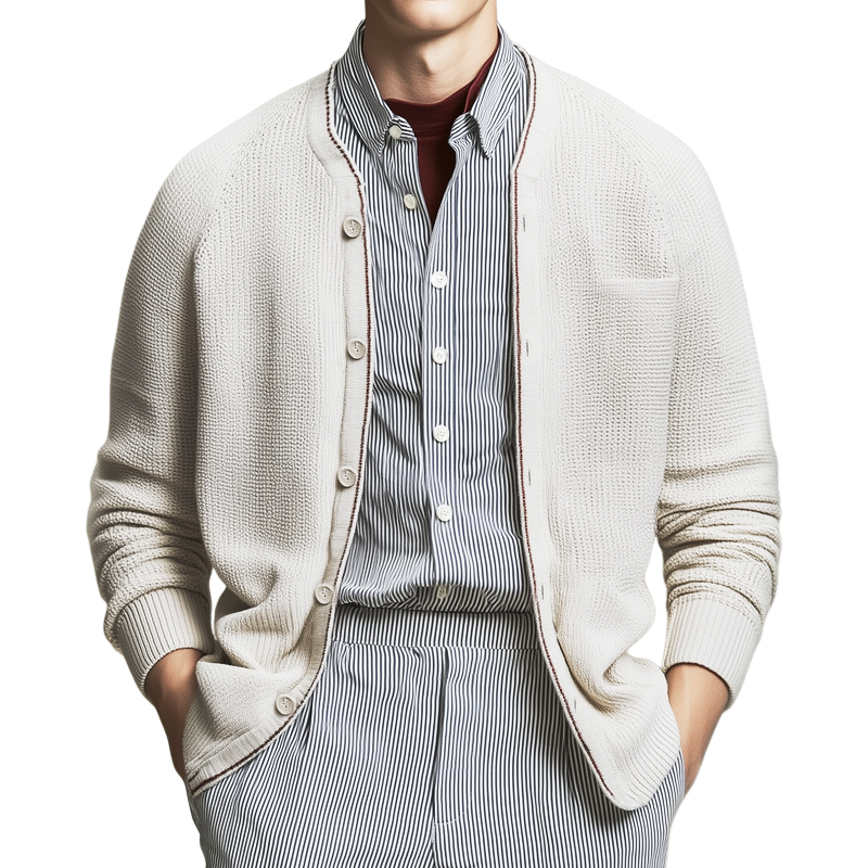 Men's Business Button Crew Neck Knit Cardigan MTA2232H3U