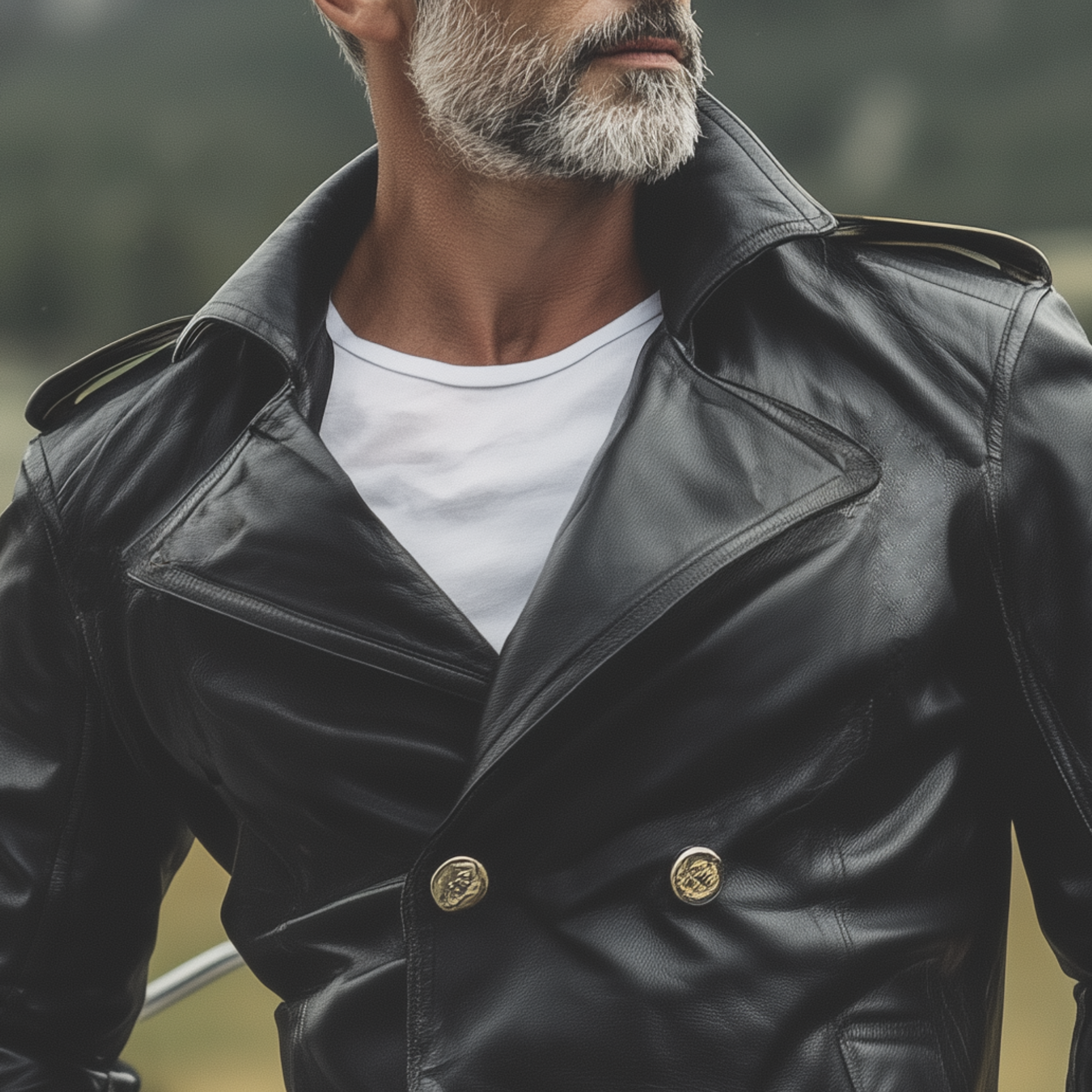 Men's Classic Western Retro Tough Style PU Leather Double-breasted Jacket MTA0558I3K