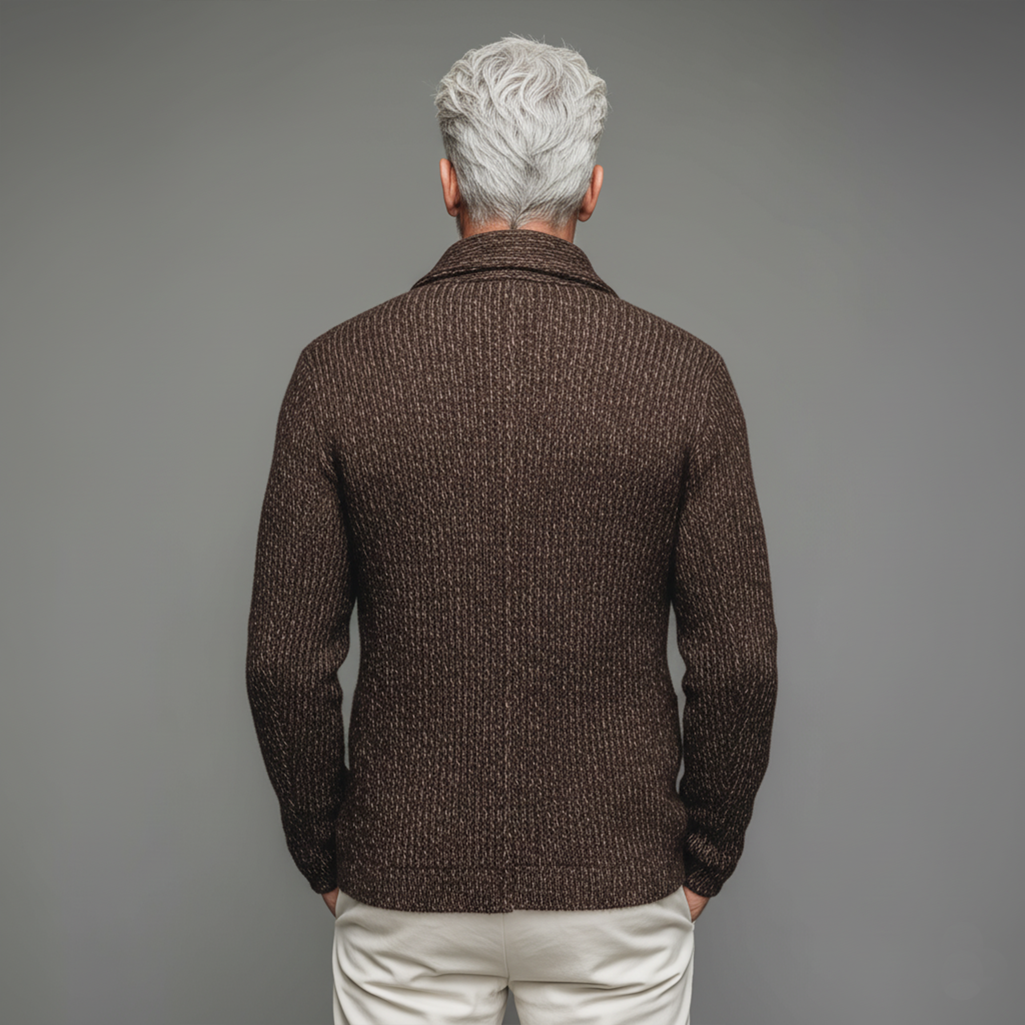 Men's Classic Casual Suit Collar Single-Breasted Slim Fit Knit Cardigan MTA3057J2K