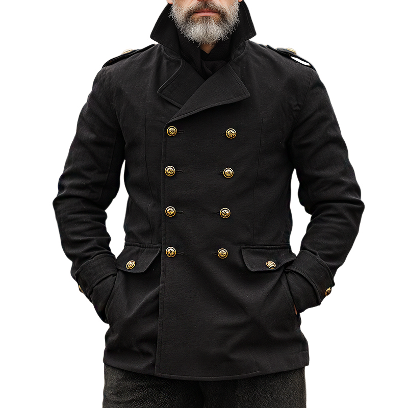 Men's Retro Casual Cotton And Linen Solid Color Short Windbreaker Jacket MTA0127H4TO