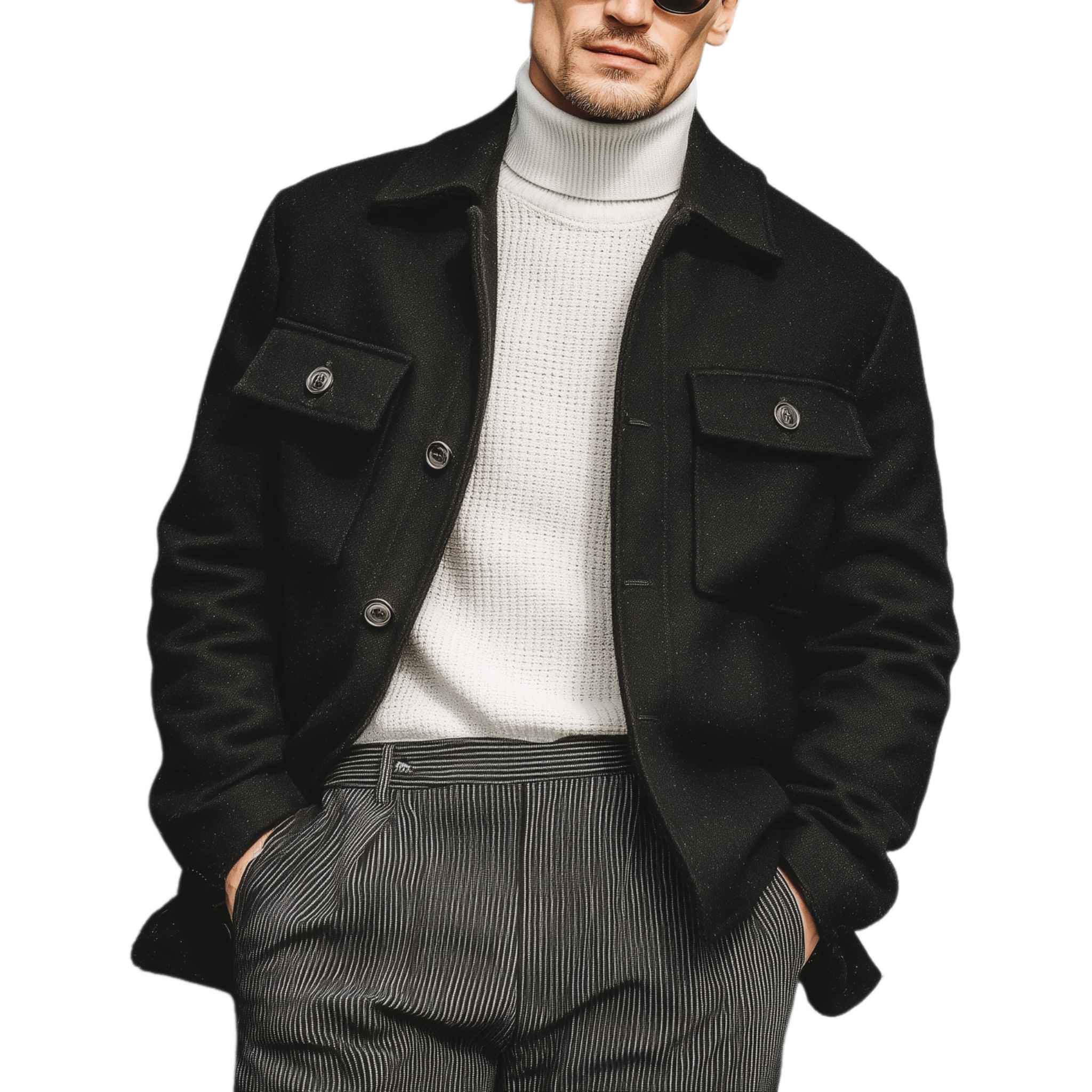 Men's Classic Casual Lapel Faux Woolen Jacket MTA2463I1K
