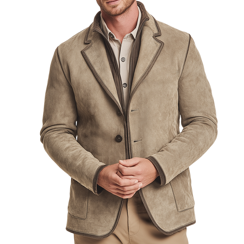 Men's Vintage Casual Suede Double Collar Jacket MTA2503H9TO