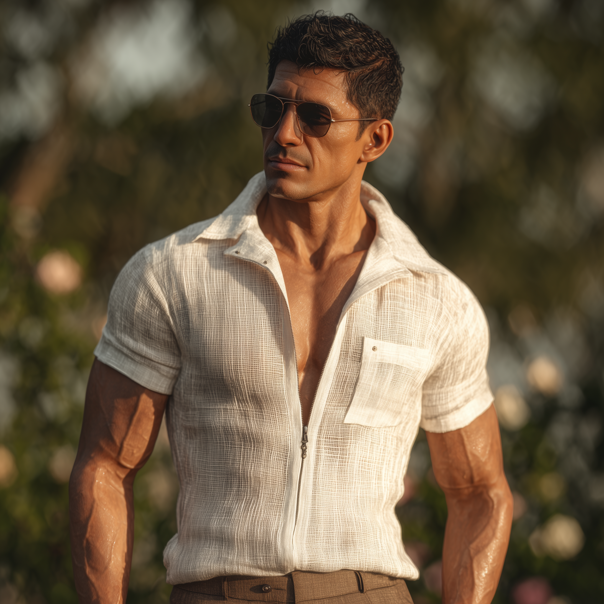 Men's Summer Fashion Zipper Closure Mesh Short Sleeve Shirt (Including Lining) MTA2012F5P