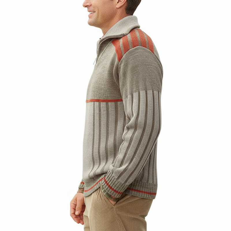 Men's Classic Zip-Neck Colorblock Jacquard Sweater MTA1366J7U