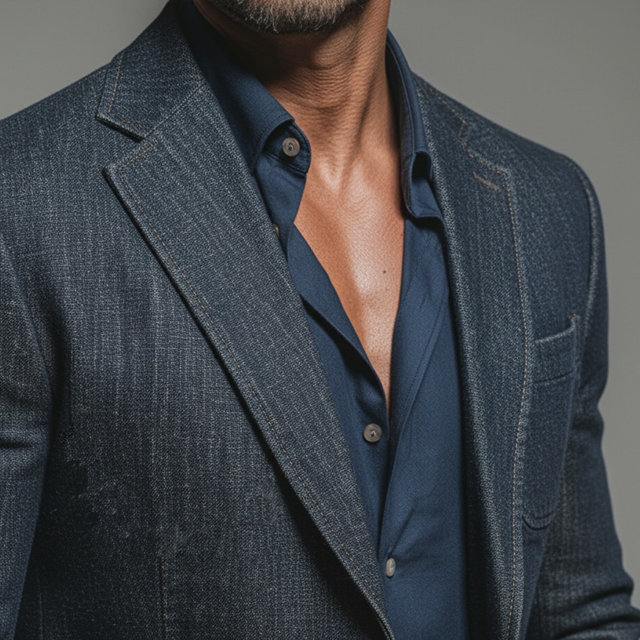 Men's Classic Casual And Business Washed Denim Single-breasted Blazer MTA3063K5K