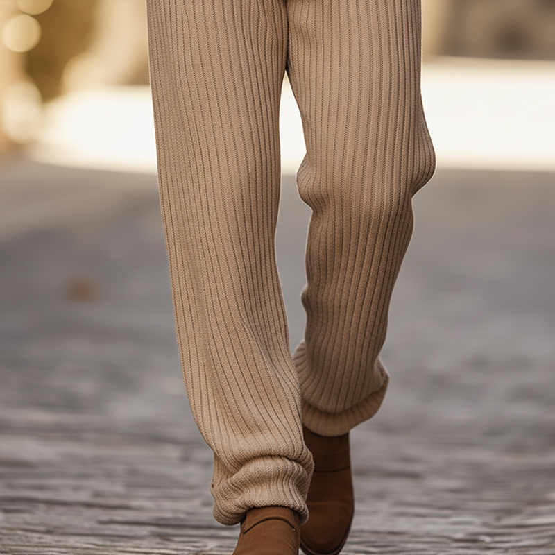 Men's Winter Retro Cotton Yarn Knit Sweater And Trousers Set MTA0165K2P