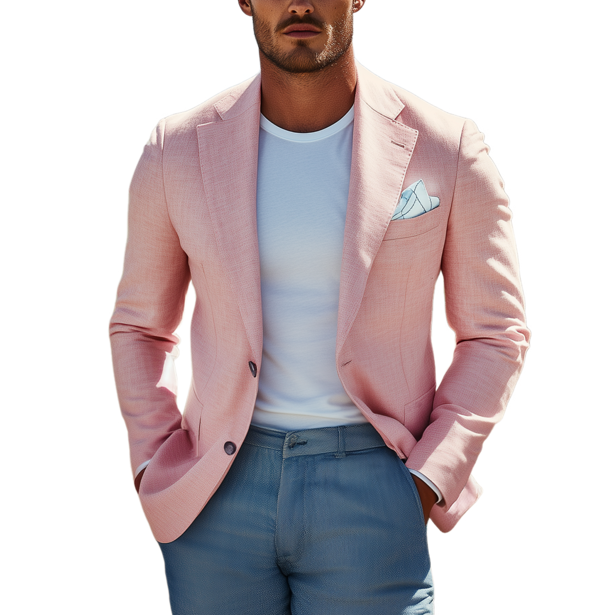 Men's Classic Casual Cotton And Linen Single-breasted Slim-fit Blazer MTA1988G1K