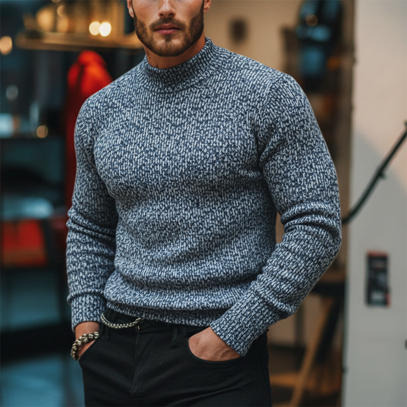 Men's Fashion Colorful Polyester Faux Wool Slim-fit Half-Turtleneck Sweatshirt MTA1790J4P