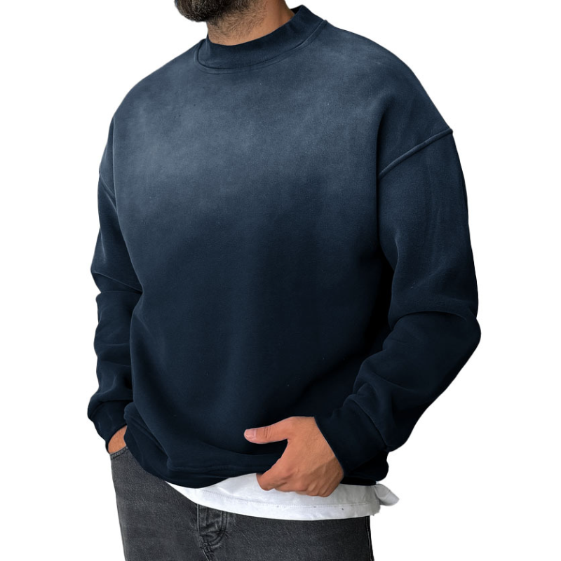 Men's Casual Gradient Printed Round Neck Long Sleeve Sweatshirt 77572314Y