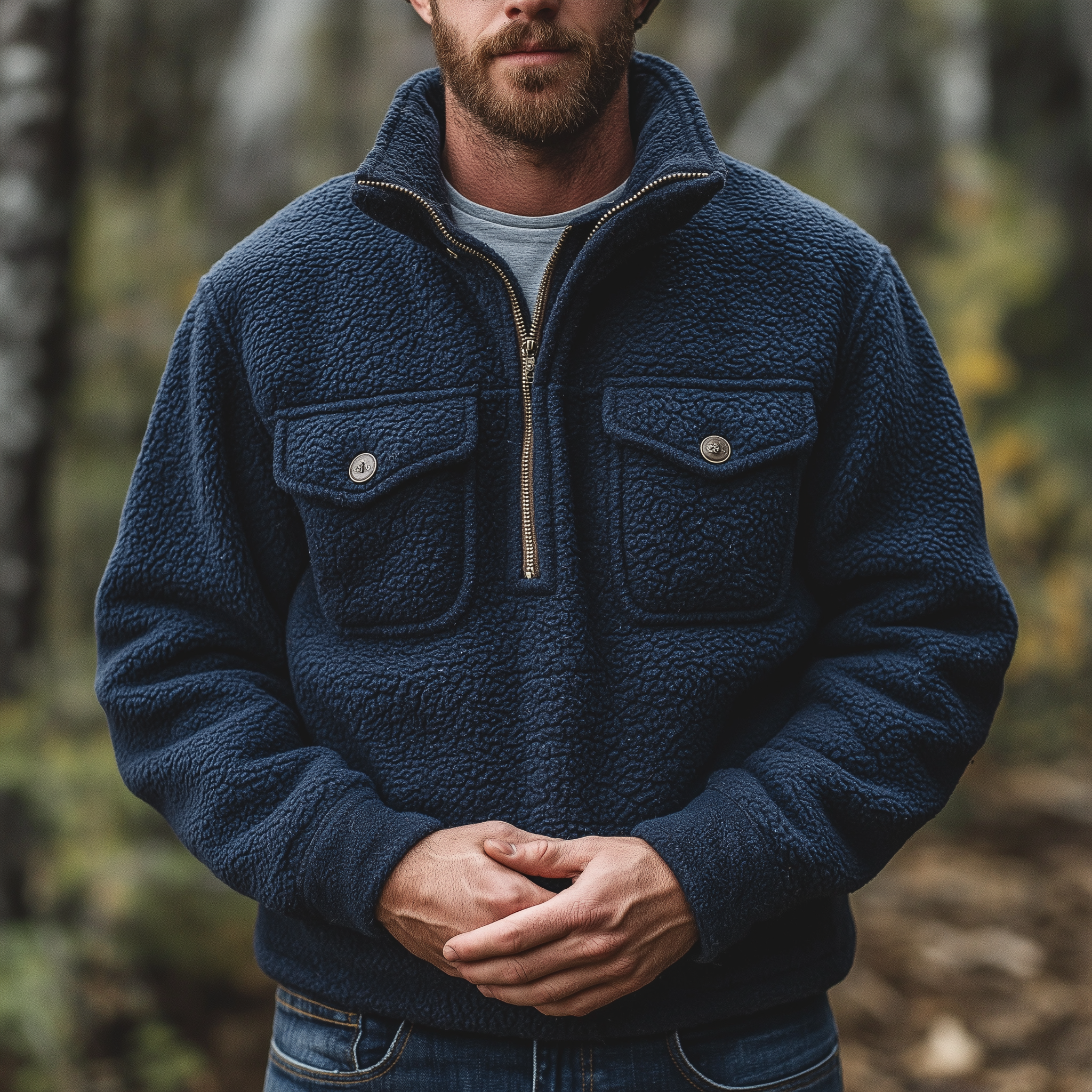 Men's Winter Retro Fleece Half-Zip Warm Sweatshirt MTA1424K5P