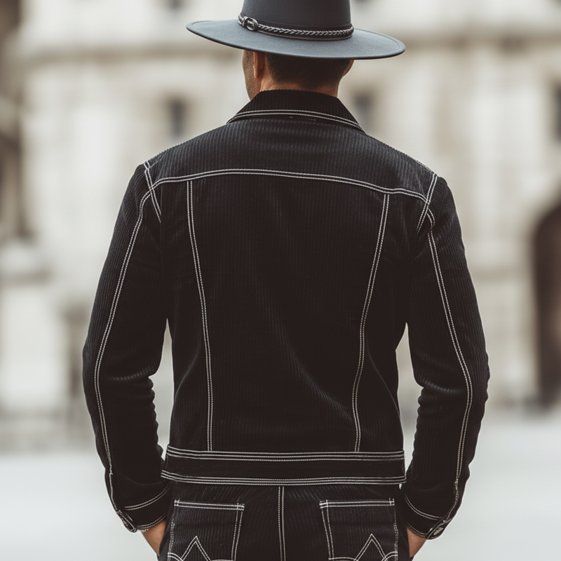 Men's Classic Urban Corduroy Contrast Stitching Button Jacket MTA1965L0U