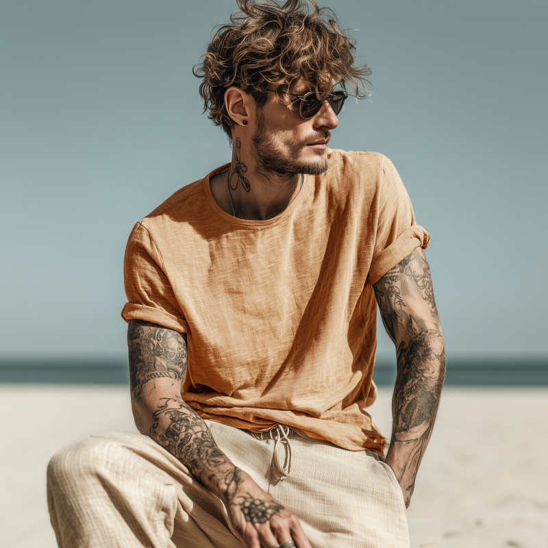 Men's Casual Breathable Skin-friendly Cotton Round Neck Slim Short-sleeved T-shirt MTA1036G1M