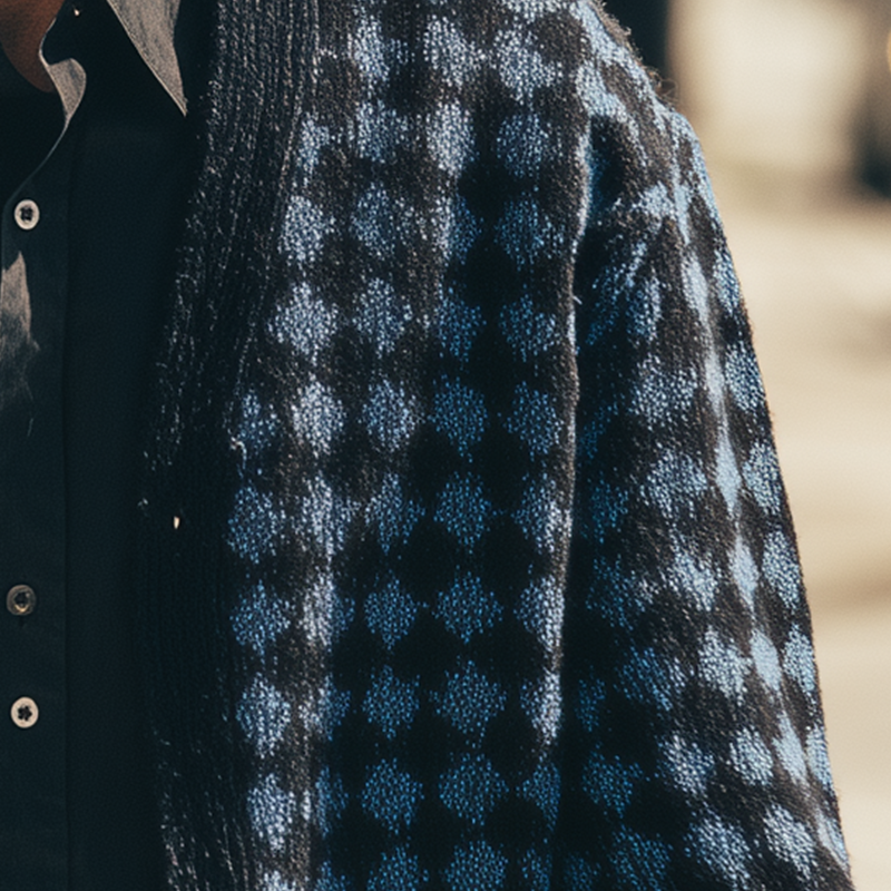 Men's Winter Fashion Diamond Knitted Warm Cardigan MTA0442I8P