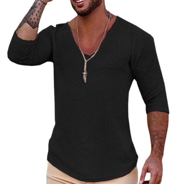 Men's Casual Long-Sleeved Thin V-Neck Knitwear 93694555M