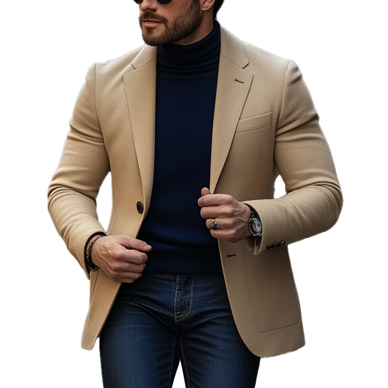 Men's Winter Retro Faux Wool Button Suit Jacket MTA1240L1P