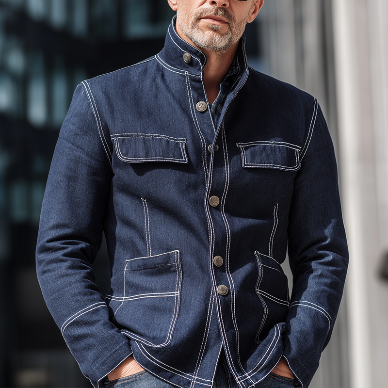 Men's Vintage Heathered Denim Jacket MTA2692H5P