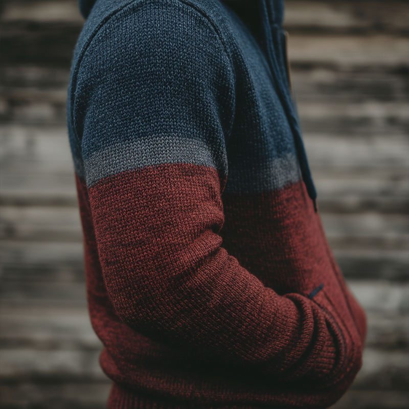 Men's Winter Fashion Contrast Color Cotton Knitted Hooded Cardigan Sweater MTA1097J4P