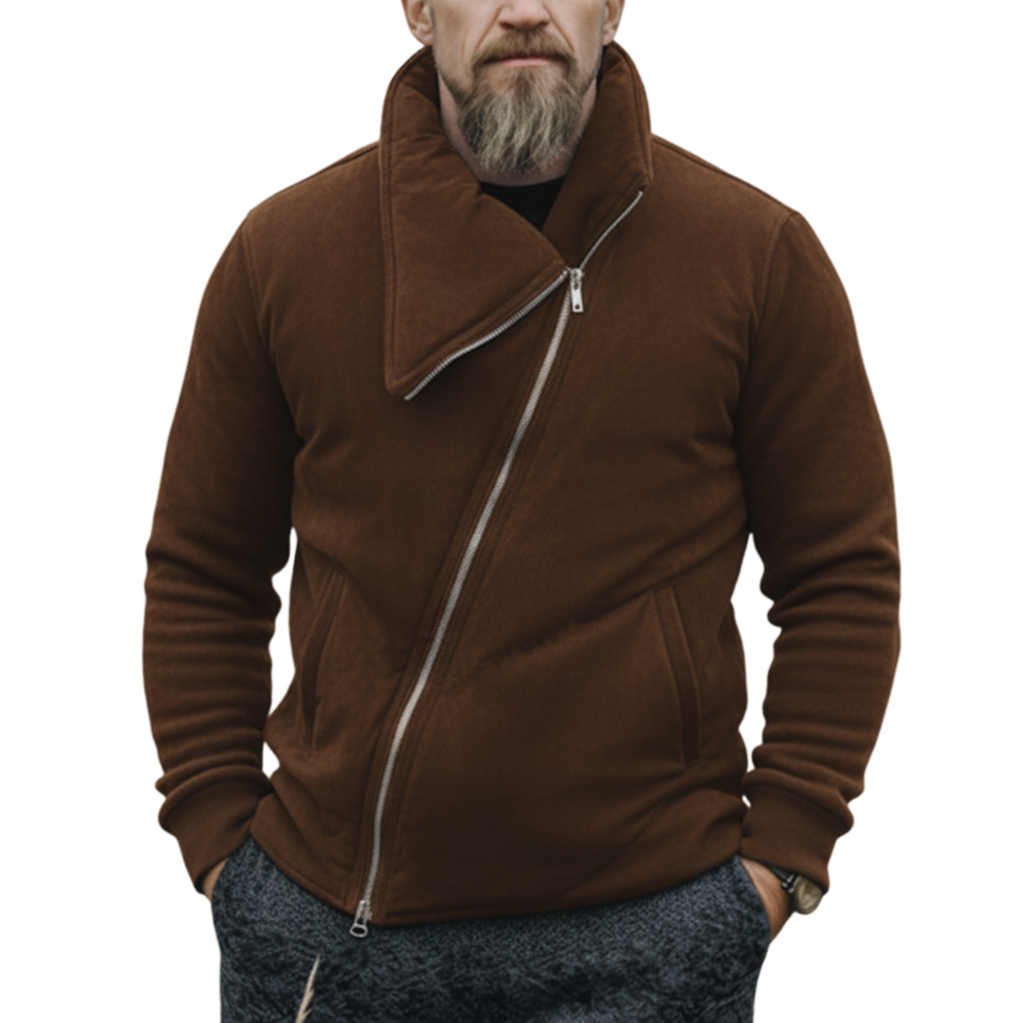 Men's Classic Western Tough Style Irregular Collar Design Faux Suede Jacket MTA2757J0K