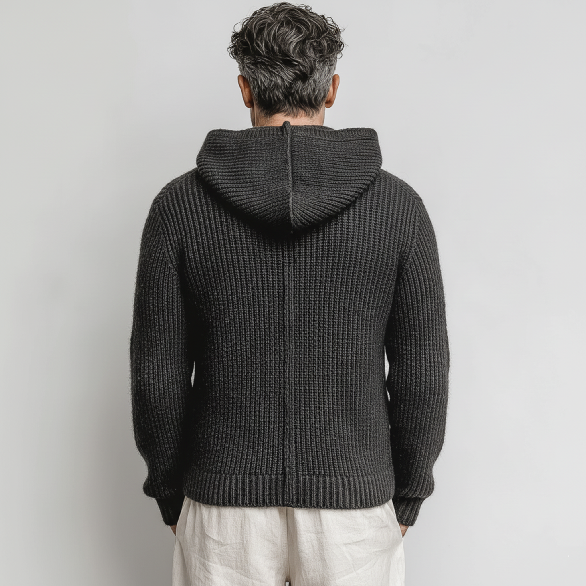 Men's Classic Casual Hooded Henley Collar Loose Sweater MTA2832I6K