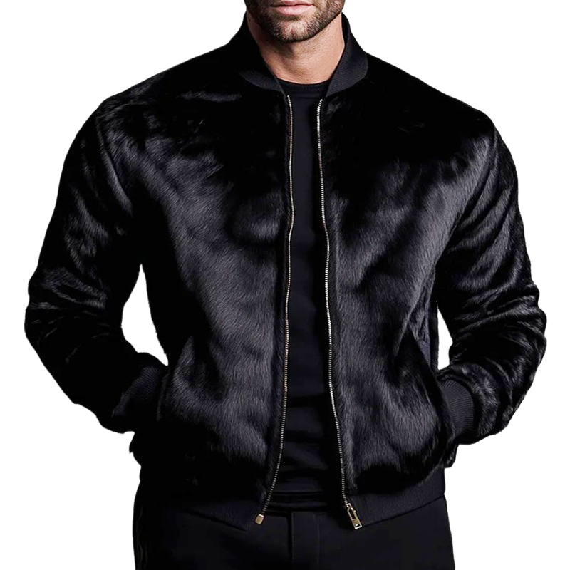 Men's Retro Casual Plush Zipper Baseball Jacket MTA1125K8TO