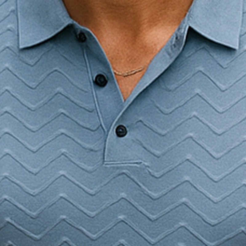 Men's Summer Fashion Textured Knitted Short-sleeved Polo Shirt MTA2858E7P