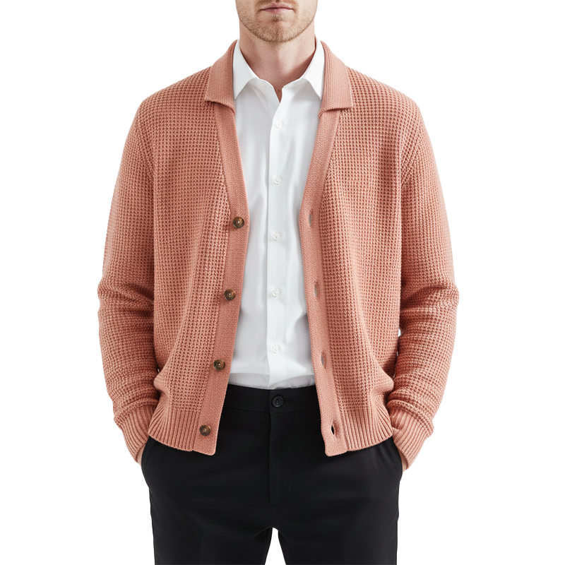 Men's Winter Fashion Waffle Texture Cotton Knit Cardigan MTA2067J1P
