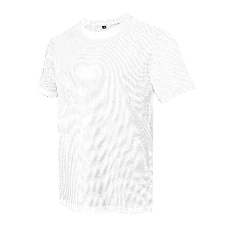 Men's Solid Color Textured Round Neck Short-sleeved T-shirt MTA2100G1X