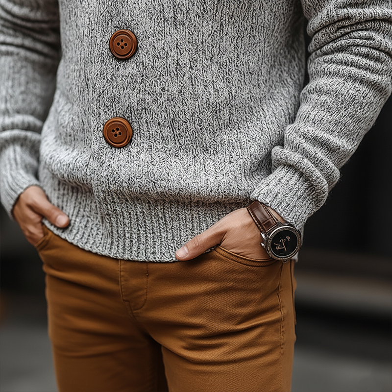 Men's Retro Cotton Yarn Knitted Hooded Cardigan MTA2903J1P