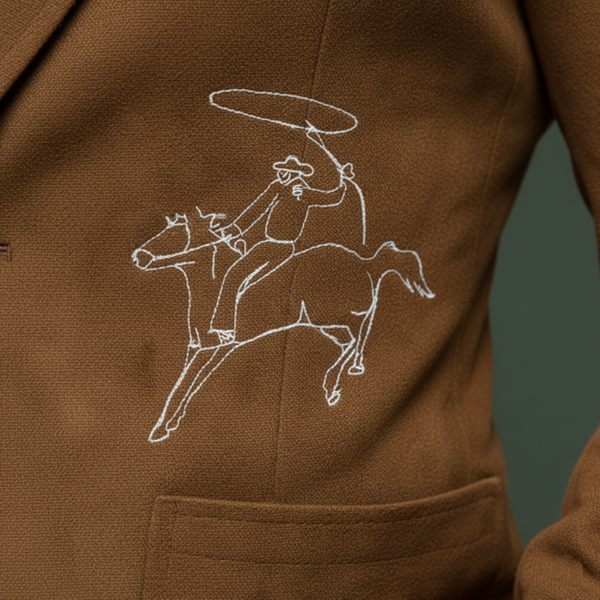 Men's Classic Retro Embroidered Faux Suede Slim-fit Blazer MTA1098K0K