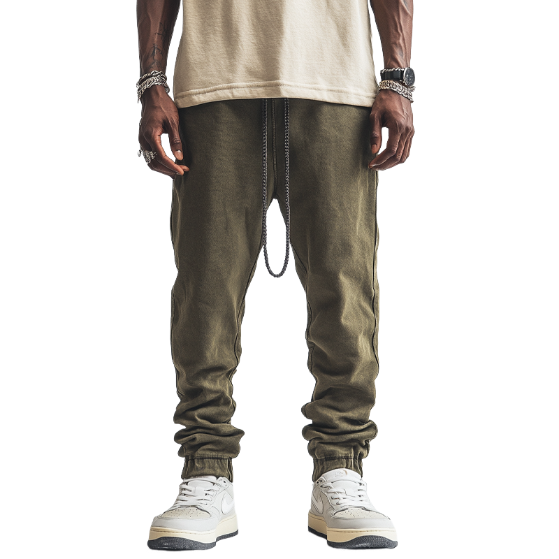 Men's Retro Washed Elastic Waist Cotton Jogger Pants MTA2605K4X