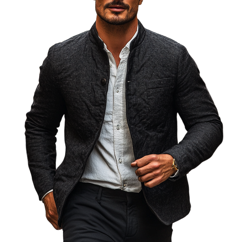 Men's Blended Stand Collar Single-breasted Jacket MTA0866I2X