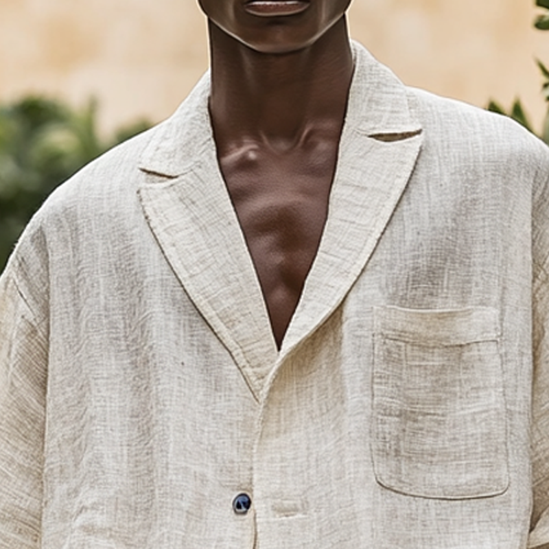 Men's Linen Blend Lapel Casual Loose Jacket MTA0125L1X