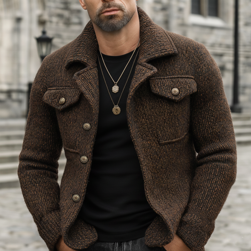 Men's Urban Retro Button-Up Thick Knit Jacket MTA1575K3U