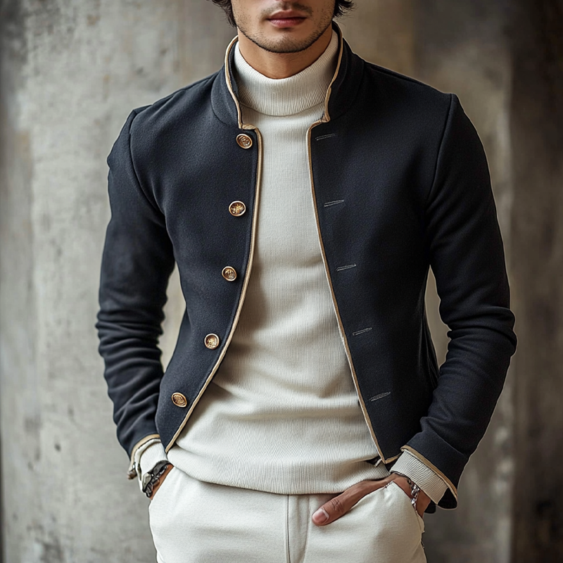 Men's Casual Stand Collar Single-breasted Jacket MTA3105G6X