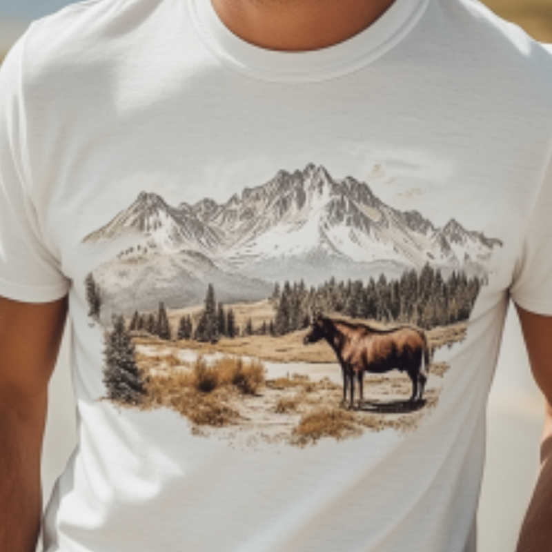 Uformelt Yellowstone Park-serie for menn med kortermet bomulls-t-skjorte 47208638K