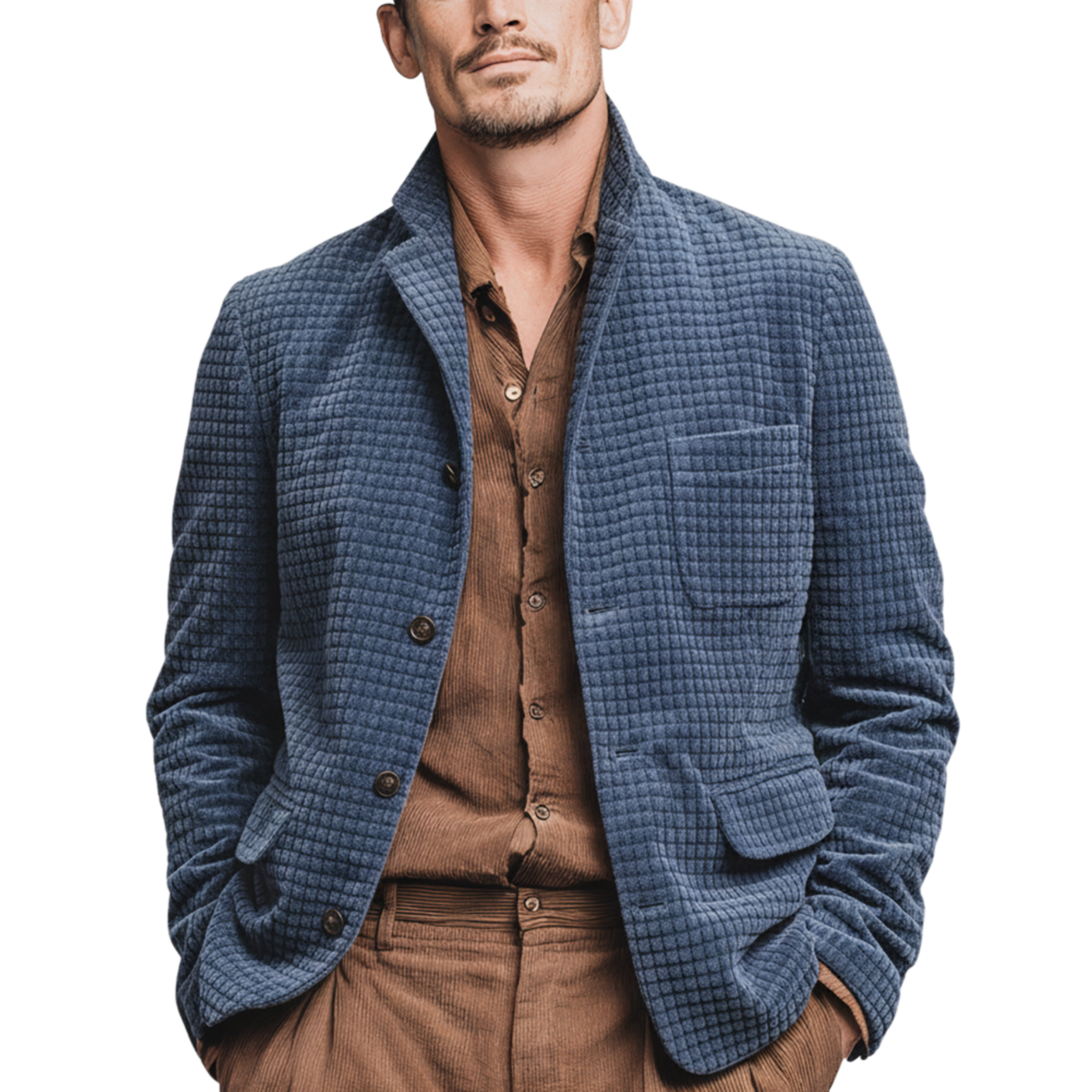 Men's Classic Casual Textured Corduroy Stand Collar Jacket MTA1437K8K