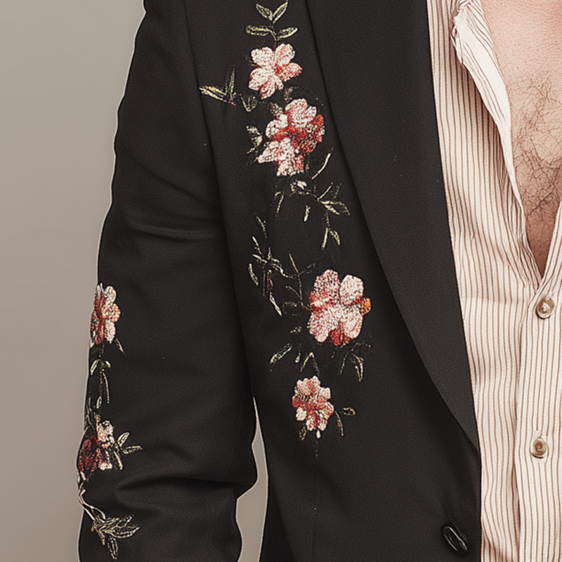 Men's Simple Fashion Embroidered Wedding Blazer MTA1536H1P
