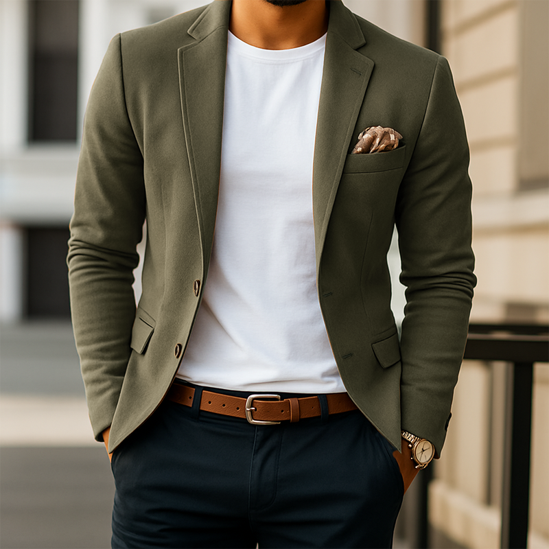 Men's Business Two-Button Notched Lapel Suede Blazer MTA1354H0U
