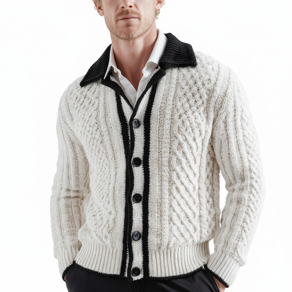 Men's Winter Fashionable Cable-knitted Cotton Sweater MTA1635J0P