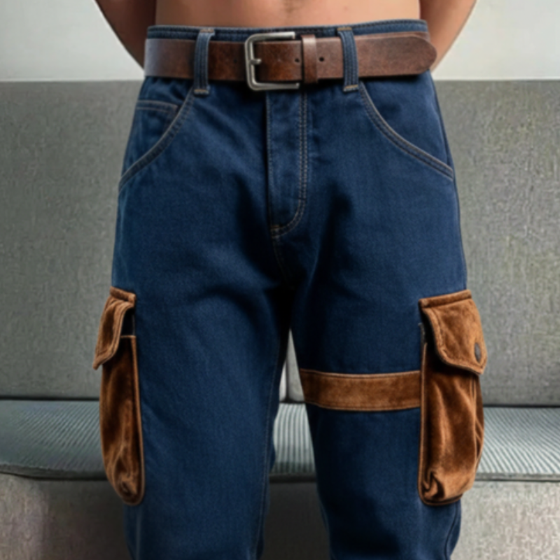 Men's Retro Casual Denim Velvet Pants MTA2950K9TO