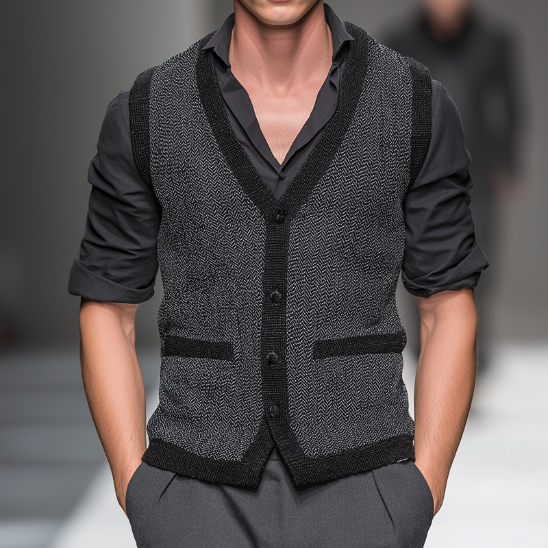Men's Retro Casual Herringbone Vest MTA0606H7TO