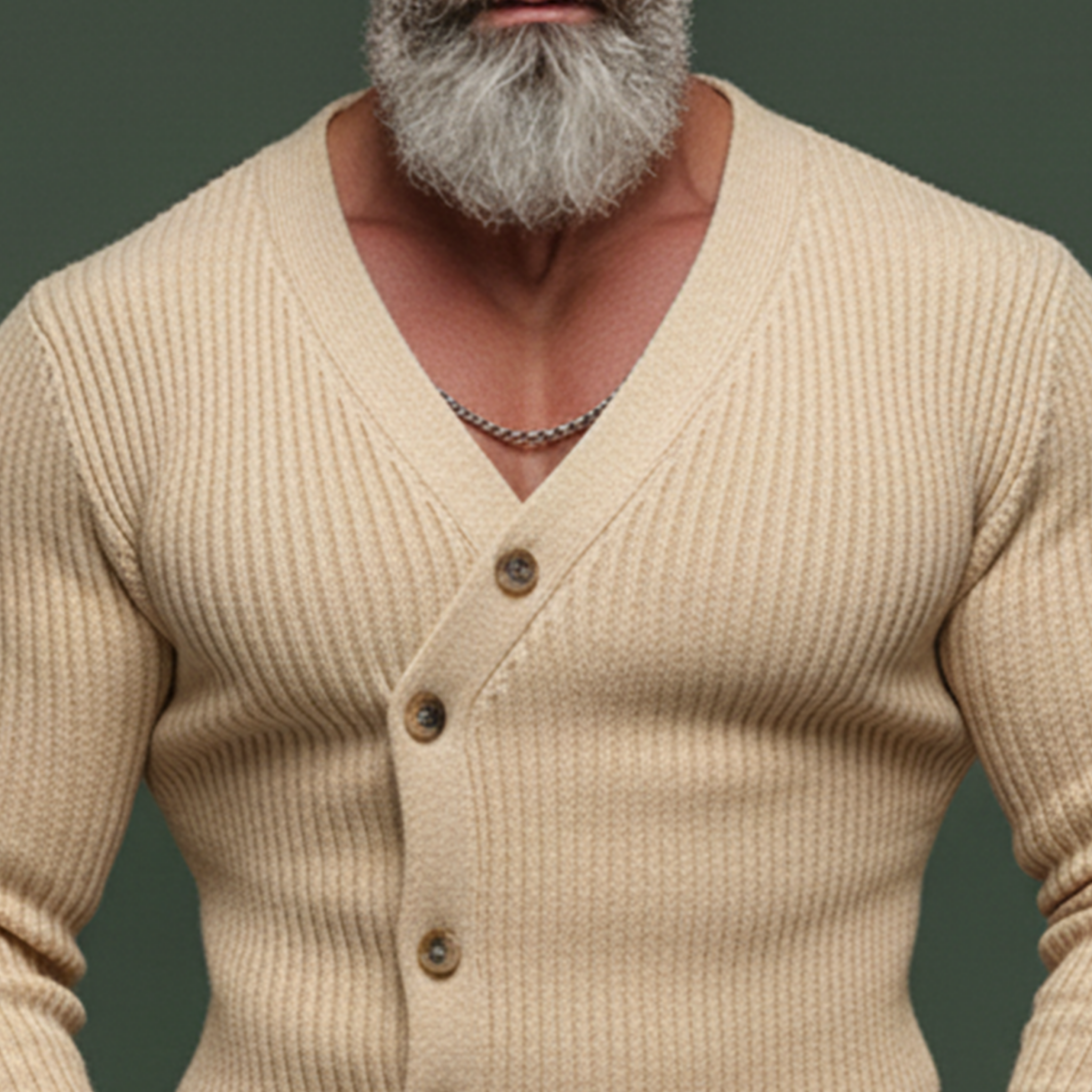 Men's Casual Button-decorated V-neck Slim-fit Pullover Sweater MTA1148K0K