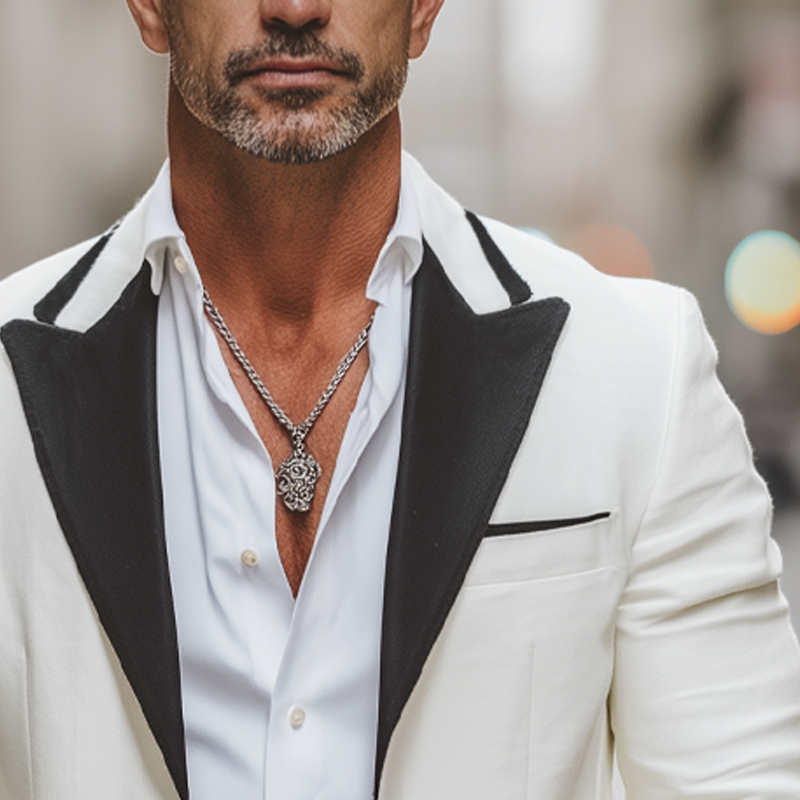 Men's Business Two-button Contrast Collar Blazer MTA2062H0U