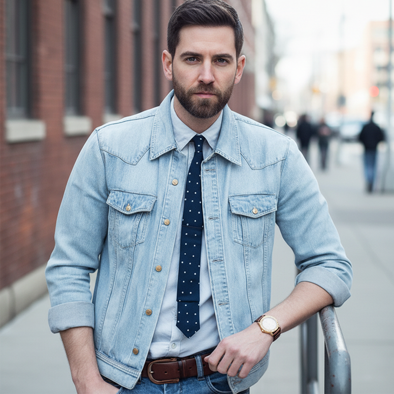 Men's Classic Vintage Light Blue Denim Jacket MTA2669I7U