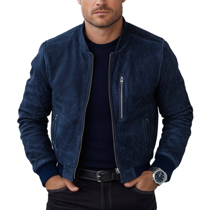 Men's Winter Retro Faux Suede Zip-Up Short Jacket MTA1309K0P