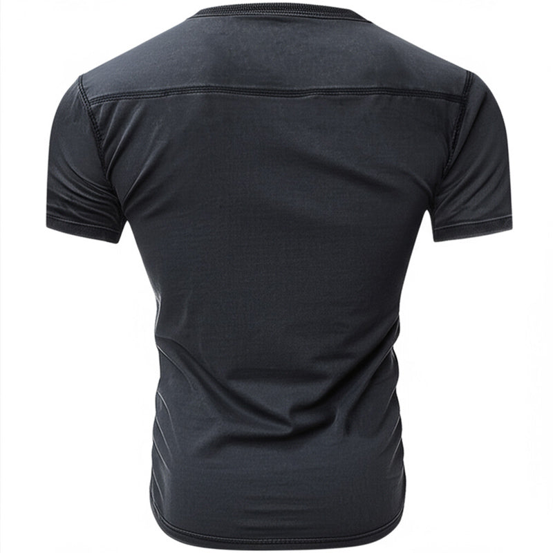 Men's Summer Retro V-neck Lace-up Short-sleeved T-shirt MTA2166D8U